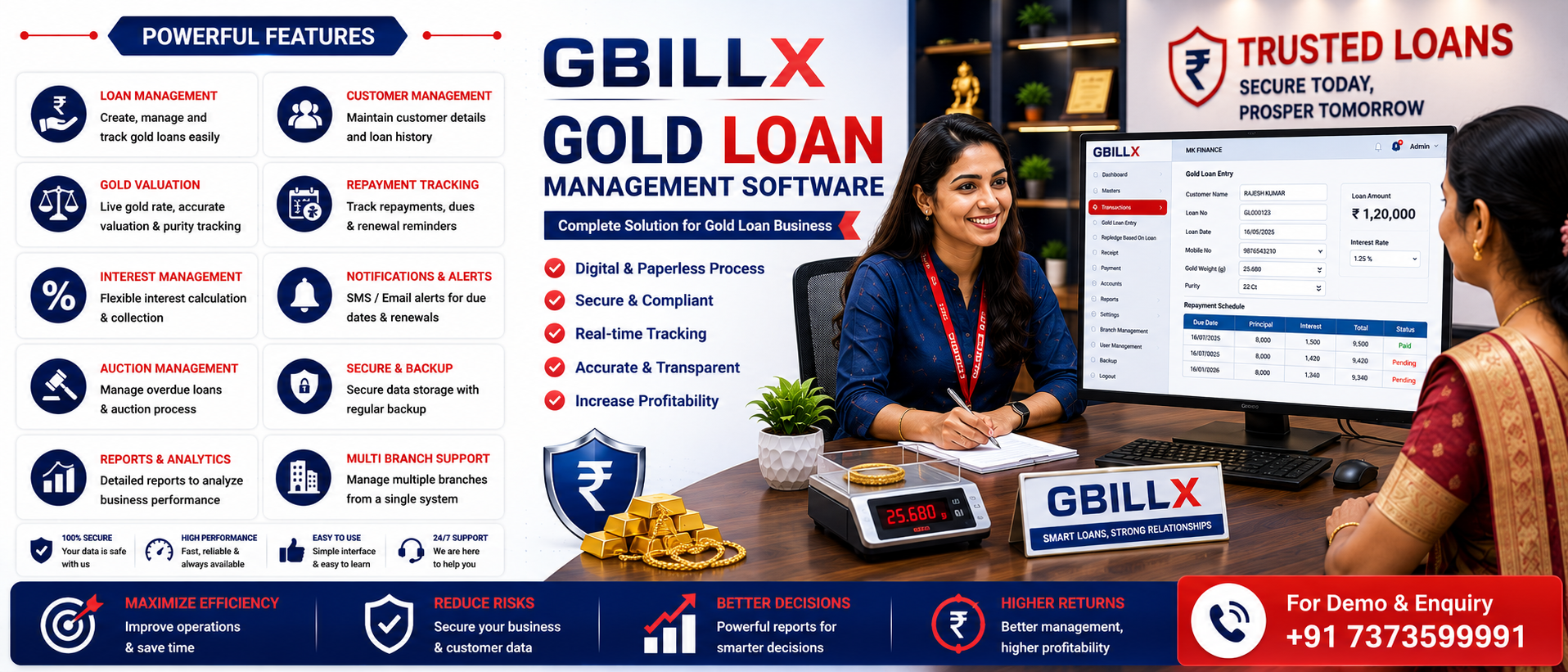 Gbillx Gold Loan Software in Tenkasi